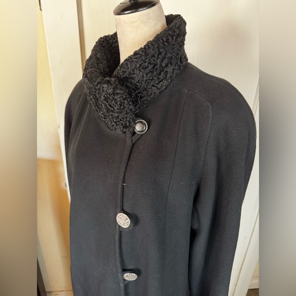 Vintage Wool and Cashmere Trench Coat 90’s Feminine Elegant Goth Duster noir - Picture 3 of 15